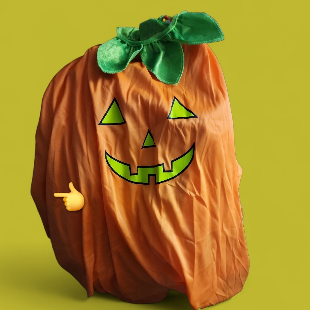Target Pumpkin Costume for Kids - Orange and Green. Capelet & Headband. Has Flaw - Picture 5 of 9